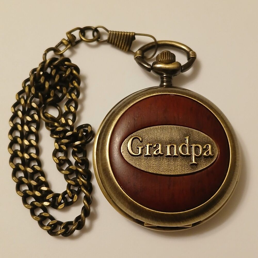 Grandpa Benrus Quartz Pocket Watch Bronze Tone With Chain Japan Quartz Movt